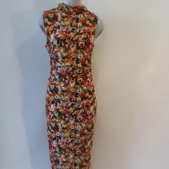 NWT Womens Amanda Uprichard Damira (Item-300) Multicolor Floral Midi Dress L - Picture 4 of 16